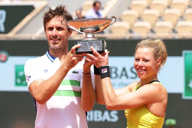 Laura Siegemund, GER, and Edouard Roger Vasselin, FRA, after mixed doubles final at 2024 French Open at Roland Garros, Paris, 06 06 2024