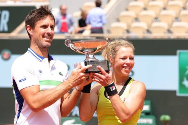 Laura Siegemund, GER, and Edouard Roger Vasselin, FRA, after mixed doubles final at 2024 French Open at Roland Garros, Paris, 06 06 2024