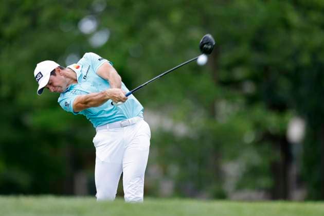 DUBLIN, OH - JUNE 06: Viktor Hovland (NOR) hits a drive at the 18th hole during the first round of the Memorial Tournament presented by Workday at Muirfield Village Golf Club on June 06, 2024 in Dublin, Ohio. (Photo by Joe Robbins Icon Sportswire) GOLF: JUN 06 PGA, Golf Herren the Memorial Tournament presented by Workday EDITORIAL USE ONLY Icon5732406060581
