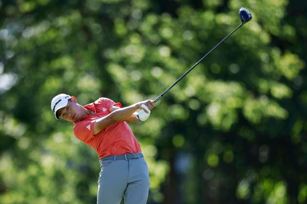 DUBLIN, OH - JUNE 06: Collin Morikawa (USA) hits a drive at the 18th hole during the first round of the Memorial Tournament presented by Workday at Muirfield Village Golf Club on June 06, 2024 in Dublin, Ohio. (Photo by Joe Robbins Icon Sportswire) GOLF: JUN 06 PGA, Golf Herren the Memorial Tournament presented by Workday EDITORIAL USE ONLY Icon5732406061161