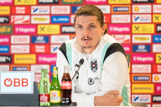 SOCCER - SUI vs AUT, test match VIENNA,AUSTRIA,07.JUN.24 - SOCCER - OEFB International Friendly, Länderspiel, Nationalmannschaft match, Switzerland vs Austria, preview, press conference, PK, Pressekonferenz Team AUT. Image shows Marcel Sabitzer (AUT). GEPAxpictures xJohannesxFriedl