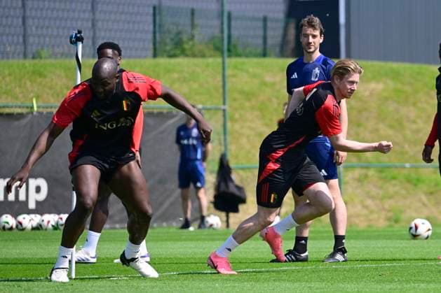 Media Activities of the Belgian National Football team - 20240607 TUBIZE, BELGIUM - JUNE 07 : De Bruyne Kevin forward of Belgium and Lukaku Romelu forward of Belgium during a training session prior to the UEFA EURO, EM, Europameisterschaft,Fussball 2024 European Football Championship at the Belgian National Football center on June 07, 2024 in Tubize, Belgium, 07 06 2024 Tubize Belgium  Copyright: x Creator x