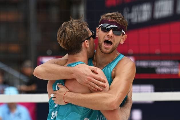 L-R Jakub Sepka, Jiri Sedlak (CZE) in action during the Pro Tour Ostrava match Jiri Sedlak and Jakub Sepka of Czech Republic vs Lukas Pfretzschner and Sven Winter of Germany, Ostrava, Czech Republic, June 7, 2024. (CTKxPhoto JaroslavxOzana) CTKPhotoP2024060702863  CTKPhotoP2024060702863