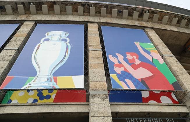 Exterior view Media Day Olympiastadion Berlin in preparation Sport Football Soccer Euro 2024 European Championship European Championship Men Season 2023 2024 07 06 2024 DFL regulations prohibit any use of photographs as image sequences and or quasi video