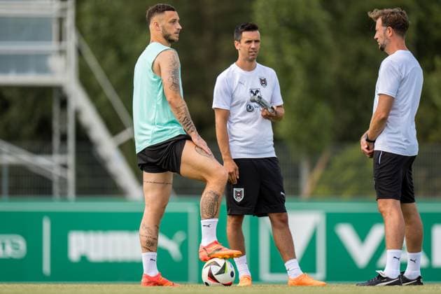 SOCCER - SUI vs AUT, test match VIENNA,AUSTRIA,07.JUN.24 - SOCCER - OEFB International Friendly, Länderspiel, Nationalmannschaft match, Switzerland vs Austria, preview, training Team AUT. Image shows Marko Arnautovic (AUT).  GEPAxpictures xJohannesxFriedl