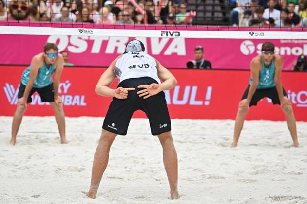 L-R Jakub Sepka (CZE), Sven Winter (GER), Jiri Sedlak (CZE) in action during the Pro Tour Ostrava match Jiri Sedlak and Jakub Sepka of Czech Republic vs Lukas Pfretzschner and Sven Winter of Germany, Ostrava, Czech Republic, June 7, 2024. (CTKxPhoto JaroslavxOzana) CTKPhotoP2024060704653  CTKPhotoP2024060704653