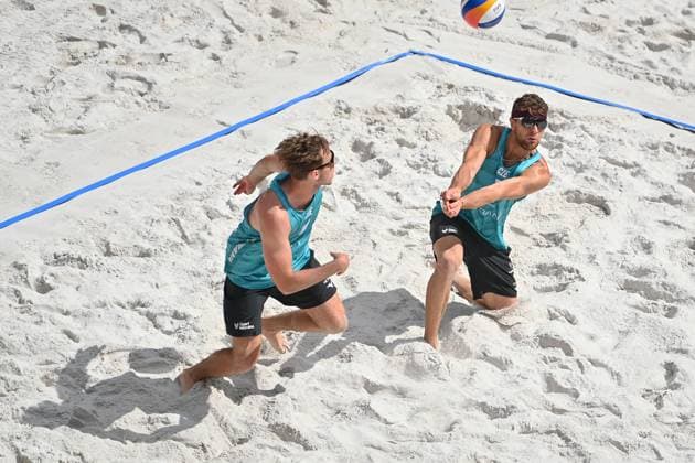 From left Czech Jakub Sepka and Jiri Sedlak in action during the Pro Tour Ostrava match Jiri Sedlak and Jakub Sepka of Czech Republic vs Lukas Pfretzschner and Sven Winter of Germany, Ostrava, Czech Republic, June 7, 2024. (CTKxPhoto JaroslavxOzana) CTKPhotoP2024060705176  CTKPhotoP2024060705176