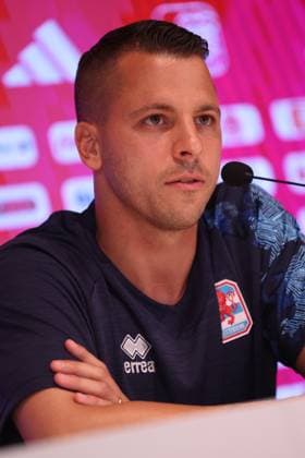 Luxembourg s goalkeeper Anthony Moris pictured during a press conference, PK, Pressekonferenz of the Luxembourg national soccer team, at the King Baudouin stadium in Brussels, Friday 07 June 2024. Luxembourg will play against Belgian national soccer team Red Devils on Saturday in preparation of the Euro 2024 European Championships in Germany. VIRGINIExLEFOUR  x94129884x