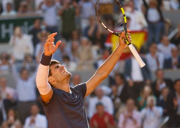 Carlos Alcaraz ESP cheers after the victory, jubilation, joy, emotion, semi-final, Semi Final Tennis French Open 2024 Roland Garros Paris France June 7, 2024 Copyright: xJuergenxHasenkopfx