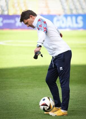 Luxembourg s head coach Luc Holtz pictured before a training session of the Luxembourg national soccer team, at the King Baudouin stadium in Brussels, Friday 07 June 2024. Luxembourg will play against Belgian national soccer team Red Devils on Saturday in preparation of the Euro 2024 European Championships in Germany. VIRGINIExLEFOUR  x94133088x