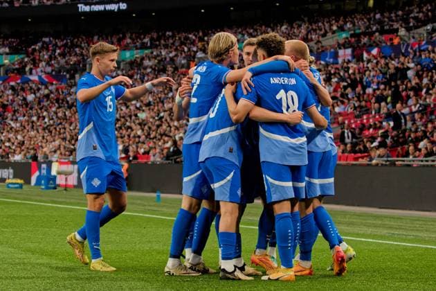 London, England, June 07 2024: Jon Dagur Thorsteinsson (9 Iceland) celebrates his goal with his team during theInternational Friendly game between England and Iceland at Wembley Stadium in London, England. (Pedro Porru SPP) Copyright: xPedroxPorrux xSPPx spp-en-PePoSp-4F8A9652