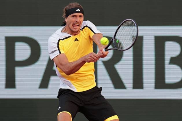 7th June 2024; Roland Garros, Paris, France; 2024 French Open Tennis tournament, Day 13; Alexander Zverev (GER) in action during the mens singles semi final against Casper Ruud (NOR)  ActionPlus12651620 JonxBromley