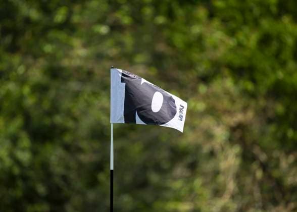 HUMBLE, TX - JUNE 07: Putting green flag at 10 during the first round of the LIV Golf Houston tournament on June 7, 2024 at Golf Club of Houston in Humble, Texas (Photo by Leslie Plaza Johnson Icon Sportswire) GOLF: JUN 07 LIV Golf League Houston EDITORIAL USE ONLY Icon2406070541
