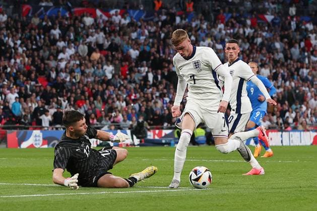 England v Iceland, London, UK - 07 June 2024 Cole Palmer of England attempts a shot on goal during the International Friendly, Länderspiel, Nationalmannschaft match between England and Iceland at Wembley Stadium, London on 07 June 2024 ( London Wembley Stadium England Copyright: xGeorgexBeck PPAUKx PPA-120410