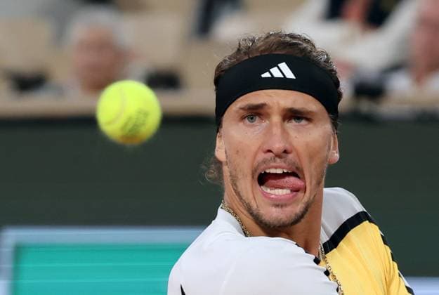 Alexender Zverev of Germany plays against Casper Ruud of Norway during their semi-final match at the French Tennis Open in Roland Garros in Paris, France, on Friday, June 7, 2024. Zverev won 6-2, 2-6, 6-4, 6-2 and qualified for the final.  PAR20240607151 MAYAxVIDON-WHITE
