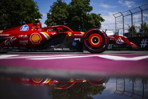 55 SAINZ Carlos (spa), Scuderia Ferrari SF-24, action during the Formula 1 AWS Grand Prix du Canada 2024, 9th round of the 2024 Formula One World Championship, WM, Weltmeisterschaft from June 07 to 09, 2024 on the Circuit Gilles Villeneuve, in MontrÃ al, Canada - F1 - CANADIAN GRAND PRIX 2024 DPPI Panoramic  240607_R09_CANADA_DP_EA024834