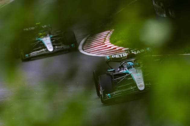 63 RUSSELL George (gbr), Mercedes AMG F1 Team W15, action and 44 HAMILTON Lewis (gbr), Mercedes AMG F1 Team W15, action during the Formula 1 AWS Grand Prix du Canada 2024, 9th round of the 2024 Formula One World Championship, WM, Weltmeisterschaft from June 07 to 09, 2024 on the Circuit Gilles Villeneuve, in Montrà al, Canada - F1 - CANADIAN GRAND PRIX 2024 DPPI Panoramic 240607_R09_CANADA_DP_EA018846