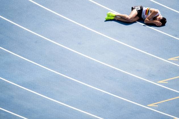 Bilder des Jahres 2024, Sport 06 Juni Sport Themen der Woche KW23 Sport Bilder des Tages Belgian Remi Schyns is injured during the men s 3000m steeple at the European Championships Athletics in Rome, Italy, on Saturday 08 June 2024. The European Athletics Championships take place from 7 to 12 June. JASPERxJACOBS  x94170544x