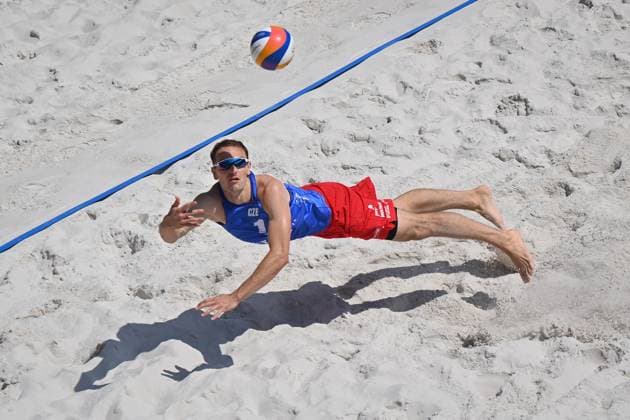 Czech Ondrej Perusic in action during the Pro Tour Ostrava match Ondrej Perusic and David Schweiner of Czech Republic vs Nils Ehlers, Clemens Wickler of Germany, Ostrava, Czech Republic, June 8, 2024. (CTKxPhoto JaroslavxOzana) CTKPhotoP2024060802466  CTKPhotoP2024060802466