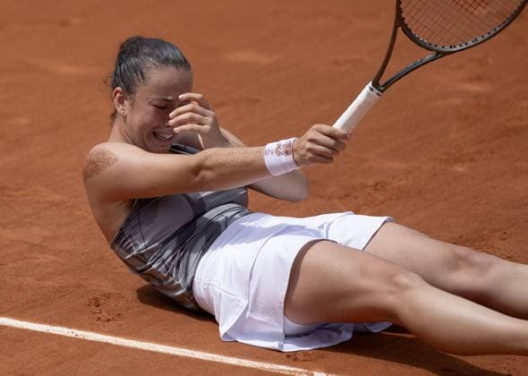 Tereza Valentova of CZE celebrates on match point French Open Tennis, Day 14, Tennis, Roland Garros, Paris, France - 08 June 2024  Copyright: xEllaxLing Shutterstockx 14523809a