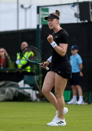 Rothesay Open Nottingham Day One Talia Gibson (AUS) celebrates winning in the Qualifying Round of the Rothesay Open Nottingham Day One at Lexus Nottingham Tennis Centre, Nottingham Copyright: xAndyxSumnerx FIL-20255-0012 UK Newspapers OUT