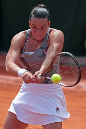 8th June 2024; Roland Garros, Paris, France; 2024 French Open Tennis tournament, Day 14; Tereza Valentova (CZE) on the backhand during the match against Laura Samson (CZE) in the Womens Junior singles final  ActionPlus12652072 JonxBromley