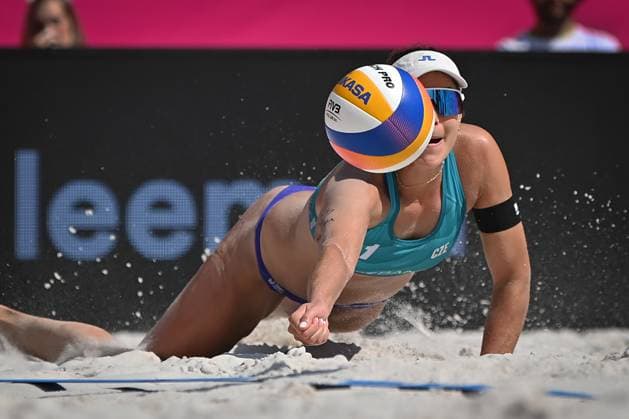 Czech Barbora Hermannova in action during the Pro Tour Ostrava match Barbora Hermannova, Marie-Sara Stochlova of Czech Republic vs Ana Patricia Silva Ramos, Eduarda Santos Lisboa (Duda Lisboa) of Brazil in Ostrava, Czech Republic, June 8, 2024. (CTKxPhoto JaroslavxOzana) CTKPhotoP2024060803746  CTKPhotoP2024060803746