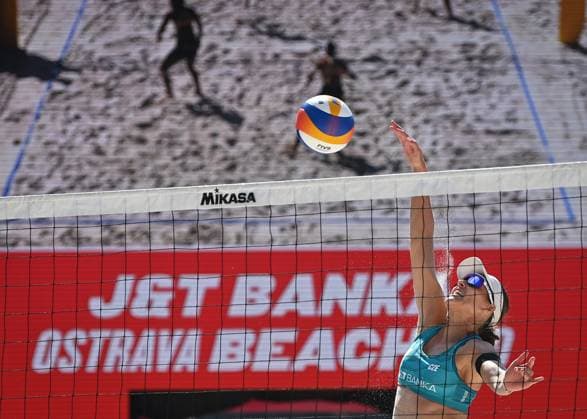 Czech Barbora Hermannova in action during the Pro Tour Ostrava match Barbora Hermannova, Marie-Sara Stochlova of Czech Republic vs Ana Patricia Silva Ramos, Eduarda Santos Lisboa (Duda Lisboa) of Brazil in Ostrava, Czech Republic, June 8, 2024. (CTKxPhoto JaroslavxOzana) CTKPhotoP2024060803752  CTKPhotoP2024060803752