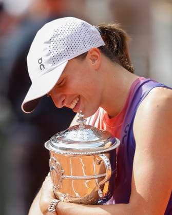 Iga Swiatek POL with cup, trophy, award ceremony, presentation Tennis French Open 2024 Roland Garros Paris France 8 June 2024 Copyright: xJuergenxHasenkopfx