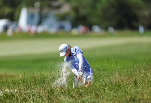 June 8, 2024: Stacy Lewis of Texas pops her bunker shot onto the green during the ShopRite LPGA, Golf Damen Classic in Galloway, NJ. CSM Galloway United States of America - ZUMAc04_ 20240608_zma_c04_002 Copyright: xMikexLangishx