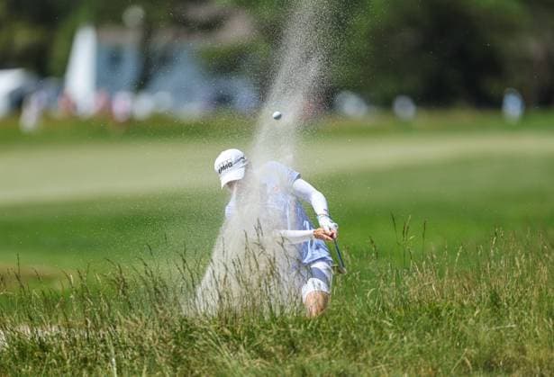 June 8, 2024: Stacy Lewis of Texas pops her bunker shot onto the green during the ShopRite LPGA, Golf Damen Classic in Galloway, NJ. CSM Galloway United States of America - ZUMAc04_ 20240608_zma_c04_004 Copyright: xMikexLangishx