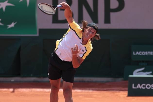 8th June 2024; Roland Garros, Paris, France; 2024 French Open Tennis tournament, Day 14; Tomas Berkieta (POL) serves to Kaylun Bigun (USA) in the mens junior singles final  ActionPlus12652347 JonxBromley