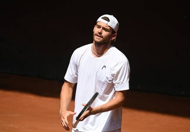 Jerome Kym of Switzerland in action during the singles final of the UniCredit Czech Open tennis challenger vs Tseng Chun-hsin of Taiwan in Prostejov, Czech Republic, June 8, 2024. (CTKxPhoto LudekxPerina) CTKPhotoP2024060802854  CTKPhotoP2024060802854