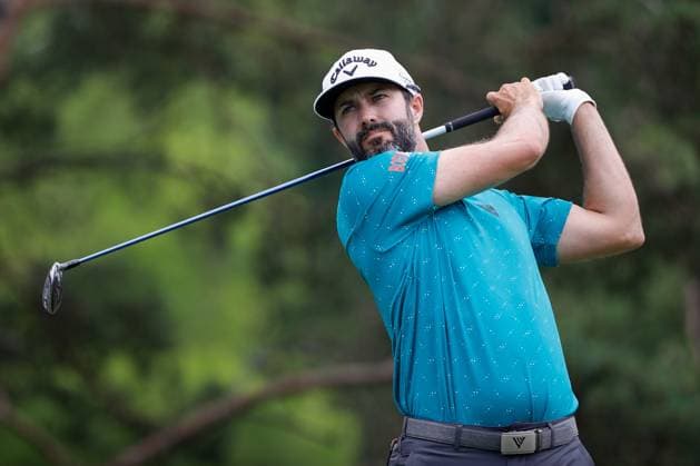 DUBLIN, OH - JUNE 08: Adam Hadwin of Canada watches his drive on the second hole during the third round of the Memorial Tournament presented by Workday at Muirfield Village Golf Club on June 8, 2024 in Dublin, Ohio. (Photo by Ian Johnson Icon Sportswire) GOLF: JUN 08 PGA, Golf Herren the Memorial Tournament presented by Workday EDITORIAL USE ONLY Icon240608005