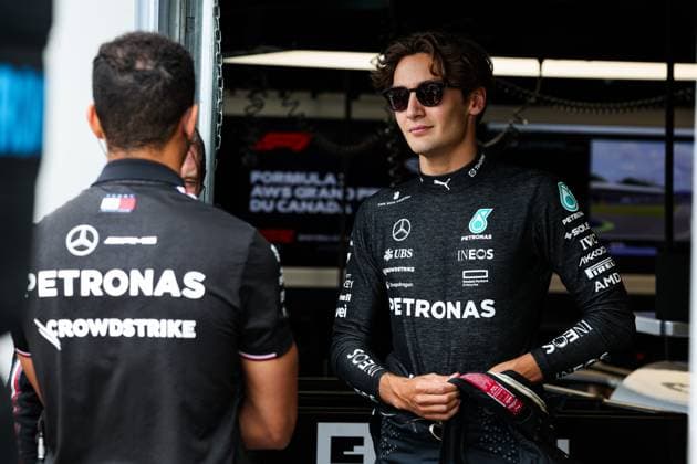 RUSSELL George (gbr), Mercedes AMG F1 Team W15, portrait, during the Formula 1 AWS Grand Prix du Canada 2024, 9th round of the 2024 Formula One World Championship, WM, Weltmeisterschaft from June 07 to 09, 2024 on the Circuit Gilles Villeneuve, in MontrÃ al, Canada - F1 - CANADIAN GRAND PRIX 2024 DPPI Panoramic  240608_R09_CANADA_DP_FGOO3898