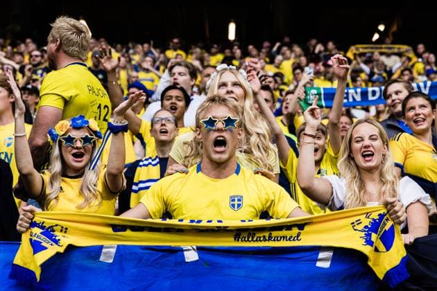 240608 Fans of Sweden during the International Friendly, Länderspiel, Nationalmannschaft football match between Sweden and Serbia on June 8, 2024 in Stockholm. Photo: Kenta Jönsson BILDBYRAN COP 210 JZ0536 fotboll football soccer fotball träningslandskamp international friendly sverige sweden sverige a serbien serbia bbeng publik *** 240608 Fans of Sweden during the international friendly football match between Sweden and Serbia on June 8, 2024 in Stockholm Photo Kenta Jönsson BILDBYRAN COP 210 JZ0536 fotboll football soccer fotball träningslandskamp international friendly sverige sweden sverige a serbien serbia bbeng publik  Copyright: KENTAxJÖNSSON BB240608KJ067