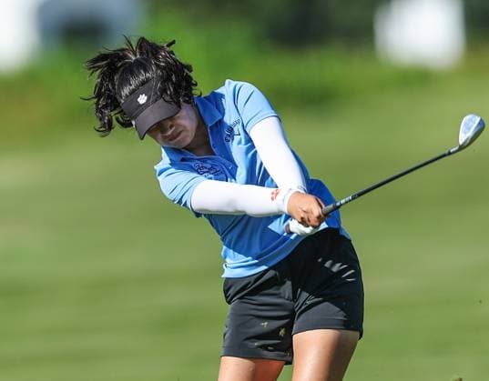 June 8, 2024: Savannah Katarina Grewal of Ontario hits her approach shot during the ShopRite LPGA, Golf Damen Classic in Galloway, NJ. CSM Galloway United States of America - ZUMAc04_ 20240608_zma_c04_021 Copyright: xMikexLangishx