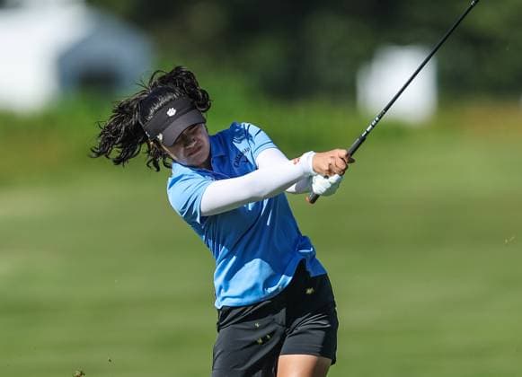 June 8, 2024: Savannah Katarina Grewal of Ontario hits her approach shot during the ShopRite LPGA, Golf Damen Classic in Galloway, NJ. CSM Galloway United States of America - ZUMAc04_ 20240608_zma_c04_022 Copyright: xMikexLangishx