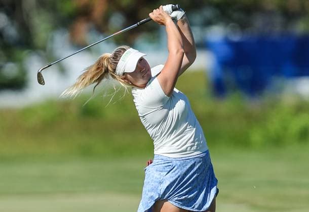 June 8, 2024: Kiira Riihijarvi of Finland watches her approach shot to the green during the ShopRite LPGA, Golf Damen Classic in Galloway, NJ. CSM Galloway United States of America - ZUMAc04_ 20240608_zma_c04_027 Copyright: xMikexLangishx