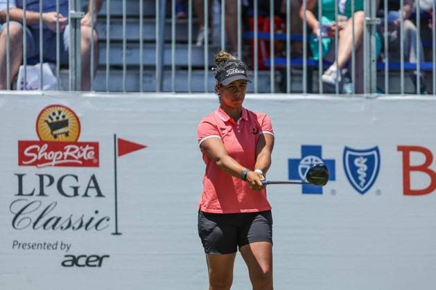 June 8, 2024: Sofia Garcia of Paraguay lines up her tee shot during the ShopRite LPGA, Golf Damen Classic in Galloway, NJ. CSM Galloway United States of America - ZUMAc04_ 20240608_zma_c04_033 Copyright: xMikexLangishx