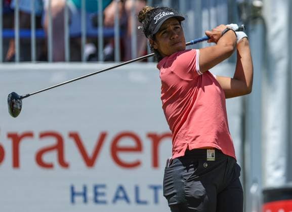 June 8, 2024: Sofia Garcia of Paraguay watches her tee shot during the ShopRite LPGA, Golf Damen Classic in Galloway, NJ. CSM Galloway United States of America - ZUMAc04_ 20240608_zma_c04_034 Copyright: xMikexLangishx