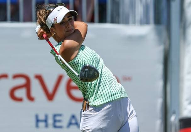 June 8, 2024: Isabella Fierro of Mexico watches her tee shot during the ShopRite LPGA, Golf Damen Classic in Galloway, NJ. CSM Galloway United States of America - ZUMAc04_ 20240608_zma_c04_035 Copyright: xMikexLangishx