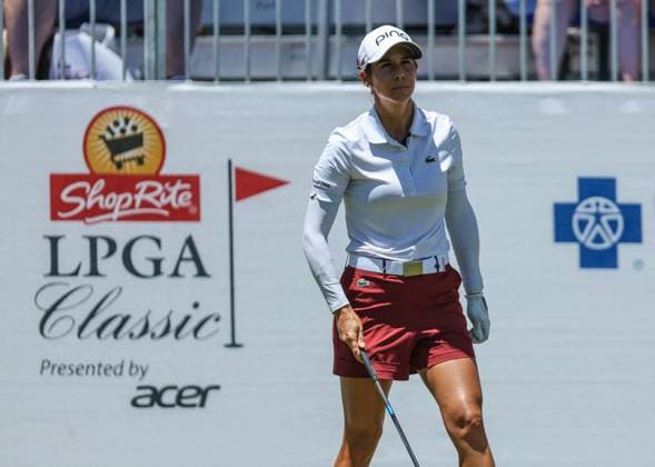 June 8, 2024: Azahara Munoz of Spain lines up her tee shot during the ShopRite LPGA, Golf Damen Classic in Galloway, NJ. CSM Galloway United States of America - ZUMAc04_ 20240608_zma_c04_041 Copyright: xMikexLangishx