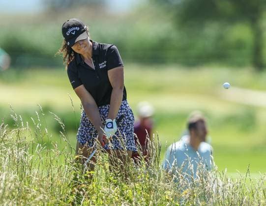 June 8, 2024: Sophia Schubert from Tennessee chips out of the weeds during the ShopRite LPGA, Golf Damen Classic in Galloway, NJ. CSM Galloway United States of America - ZUMAc04_ 20240608_zma_c04_053 Copyright: xMikexLangishx