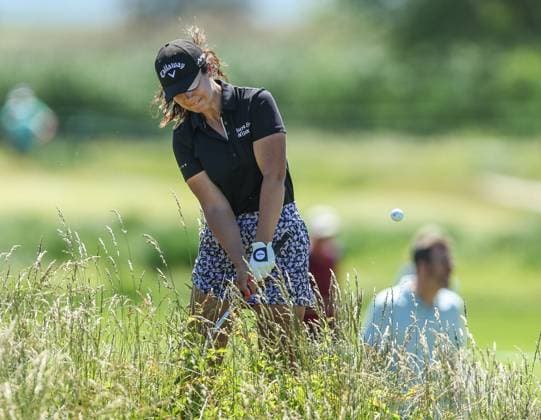 June 8, 2024: Sophia Schubert from Tennessee chips out of the weeds during the ShopRite LPGA, Golf Damen Classic in Galloway, NJ. CSM Galloway United States of America - ZUMAc04_ 20240608_zma_c04_054 Copyright: xMikexLangishx