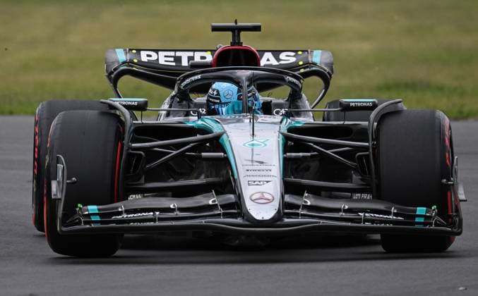 June 8, 2024, Montreal, Pq, Canada: Mercedes driver George Russell of Great Britain drives through the Senna corner during qualifying at the Formula One Canadian Grand Prix in Montreal, Saturday, June 8, 2024. George Russell,  - ZUMAc35_ 20240608_zaf_c35_089 Copyright: xGrahamxHughesx