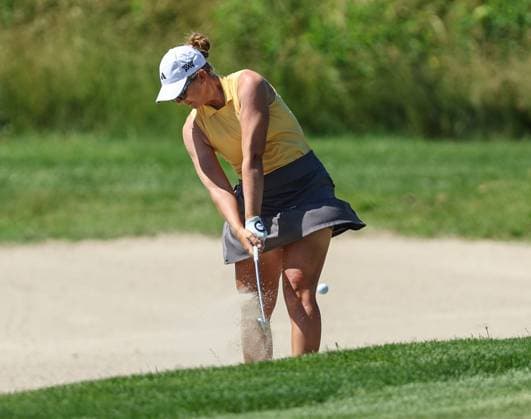 June 8, 2024: Linnea Strom of Sweden plays out of the sand trap during the ShopRite LPGA, Golf Damen Classic in Galloway, NJ. CSM Galloway United States of America - ZUMAc04_ 20240608_zma_c04_057 Copyright: xMikexLangishx