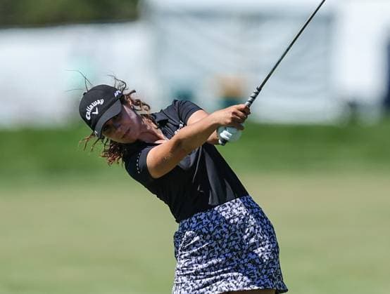 June 8, 2024: Sophia Schubert of Tennessee hits her approach shot during the ShopRite LPGA, Golf Damen Classic in Galloway, NJ. CSM Galloway United States of America - ZUMAc04_ 20240608_zma_c04_063 Copyright: xMikexLangishx