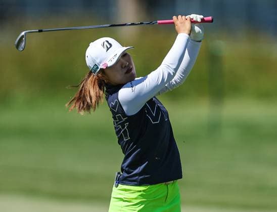 June 8, 2024: Ayaka Furue of Japan watches her second shot during the ShopRite LPGA, Golf Damen Classic in Galloway, NJ. CSM Galloway United States of America - ZUMAc04_ 20240608_zma_c04_068 Copyright: xMikexLangishx