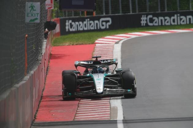 63 RUSSELL George (gbr), Mercedes AMG F1 Team W15, action during the Formula 1 AWS Grand Prix du Canada 2024, 9th round of the 2024 Formula One World Championship, WM, Weltmeisterschaft from June 07 to 09, 2024 on the Circuit Gilles Villeneuve, in MontrÃ al, Canada - F1 - CANADIAN GRAND PRIX 2024 DPPI Panoramic  240608_R09_CANADA_DP_353A7215